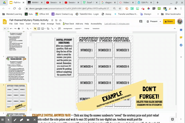 Fall-themed Mystery Prize and Points Template – Meredith Akers